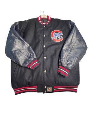 VTG  Chicago Cubs Varsity reversible Jacket JH Design Men 2XL Wool Leather 90’s
